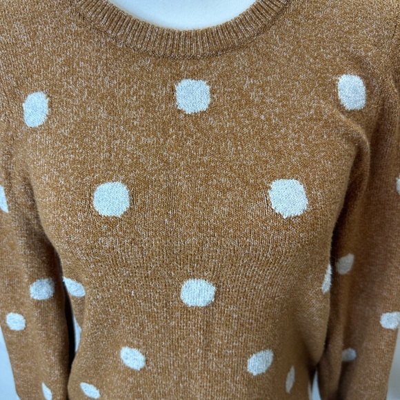 LUCKY BRAND Brown polka dot sweater w/ tie back size M - Picture 3 of 9